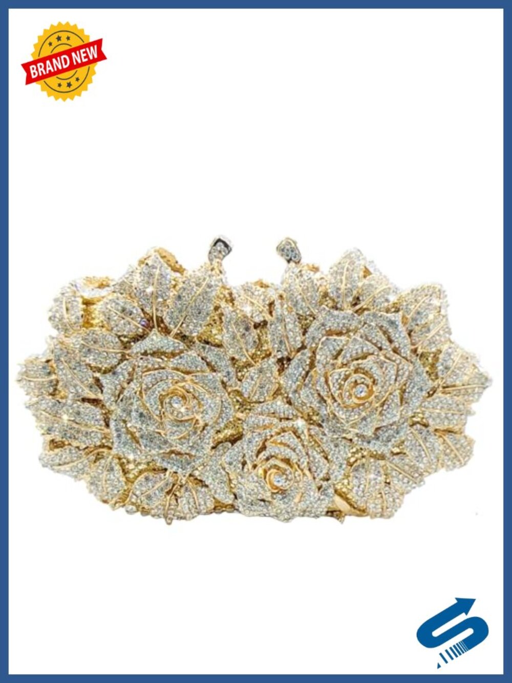 Crystal Clutch Evening Bag Faux Leather Rhinestone Wedding Party Purse